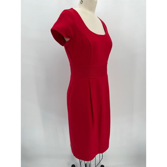 Banana Republic Short Sleeve Sheath Dress Sz 6 Bright Red Wool Classic Office - Picture 2 of 8